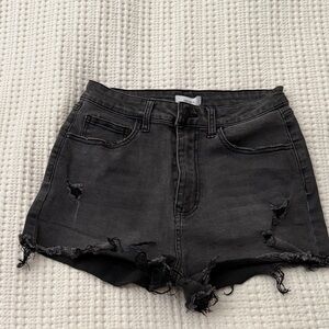 Forever 21 Charcoal Distressed Jean Shorts